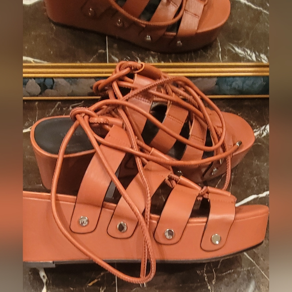 Rebecca Minkoff Women's Iven Platform Wedge Sandals leather 7.5